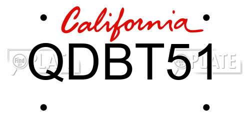 QDBT51 California License Plate