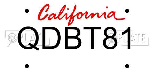 QDBT81 California License Plate