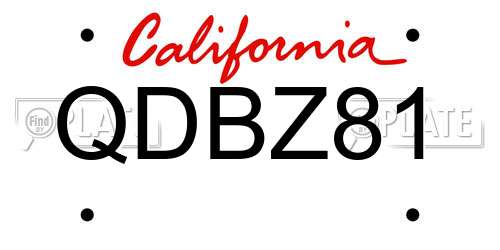 QDBZ81 California License Plate