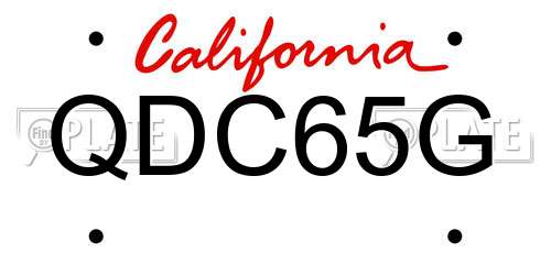 QDC65G California License Plate