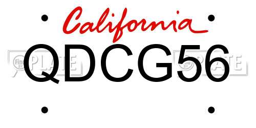 QDCG56 California License Plate