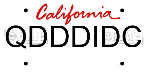 QDDDIDC California License Plate