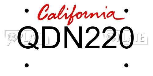 QDN220 California License Plate