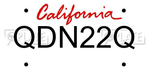 QDN22Q California License Plate