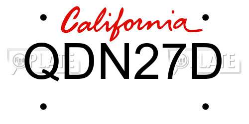 QDN27D California License Plate