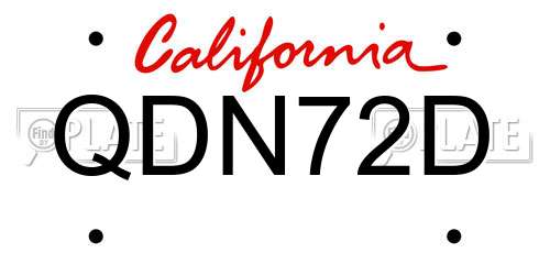 QDN72D California License Plate