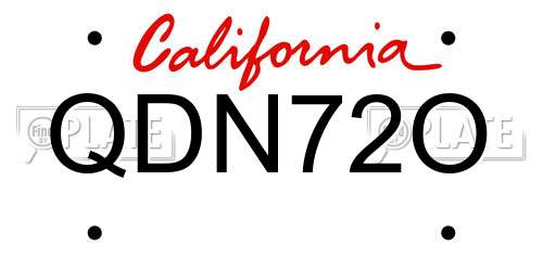 QDN72O California License Plate