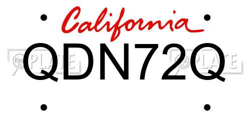 QDN72Q California License Plate