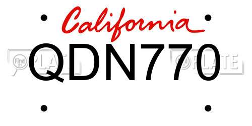 QDN770 California License Plate