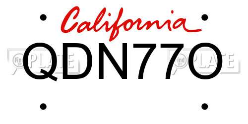 QDN77O California License Plate