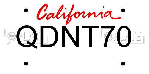 QDNT70 California License Plate