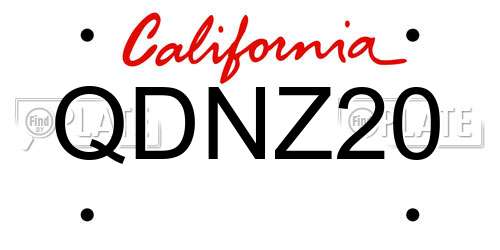 QDNZ20 California License Plate