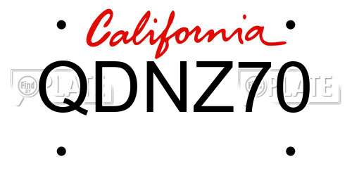 QDNZ70 California License Plate
