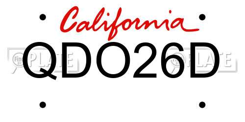 QDO26D California License Plate