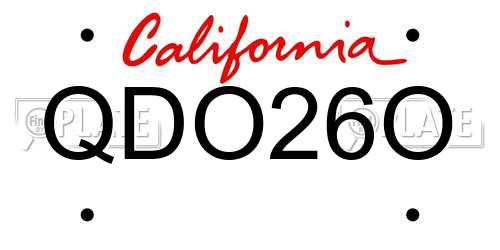 QDO26O California License Plate