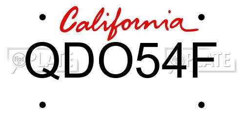 QDO54F California License Plate
