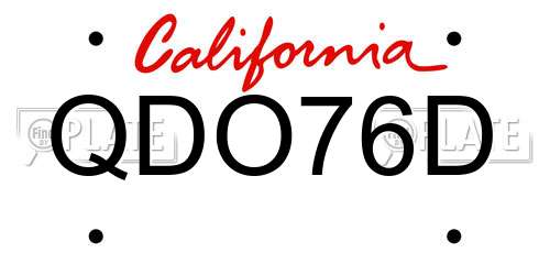 QDO76D California License Plate