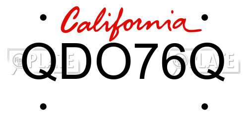 QDO76Q California License Plate
