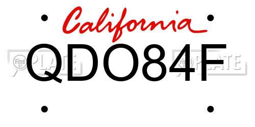 QDO84F California License Plate