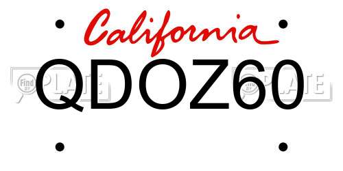 QDOZ60 California License Plate