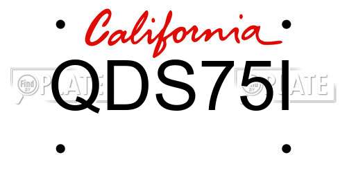 QDS75I California License Plate