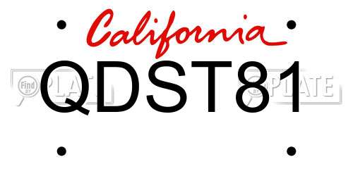 QDST81 California License Plate