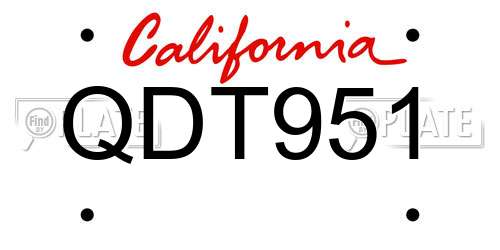 QDT951 California License Plate