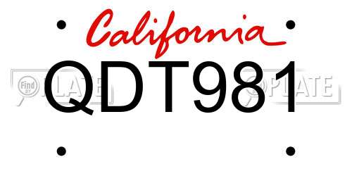 QDT981 California License Plate