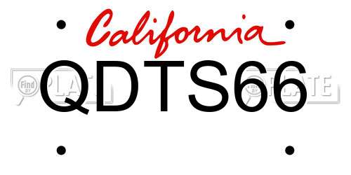 QDTS66 California License Plate