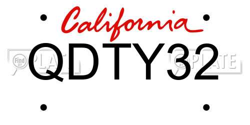 QDTY32 California License Plate