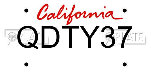 QDTY37 California License Plate