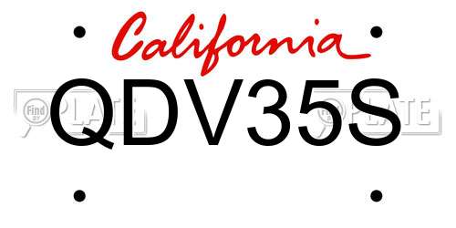 QDV35S California License Plate