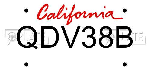 QDV38B California License Plate