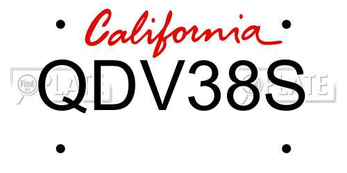 QDV38S California License Plate
