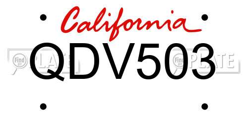 QDV503 California License Plate