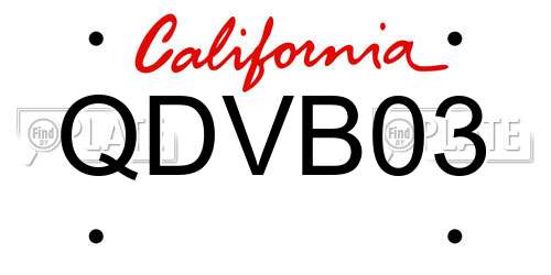 QDVB03 California License Plate