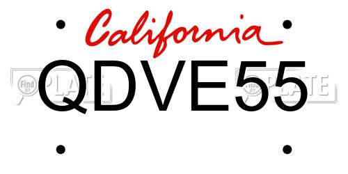 QDVE55 California License Plate