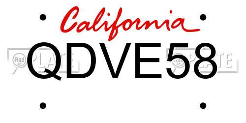 QDVE58 California License Plate