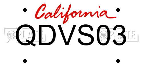 QDVS03 California License Plate