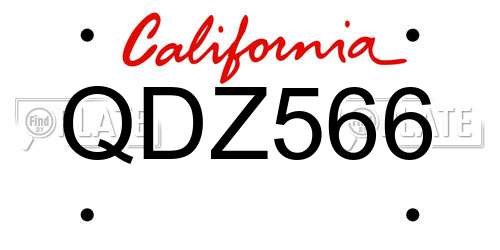 QDZ566 California License Plate