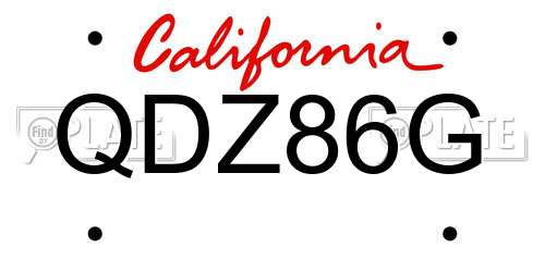 QDZ86G California License Plate