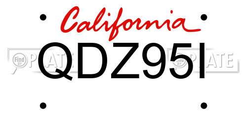 QDZ95I California License Plate