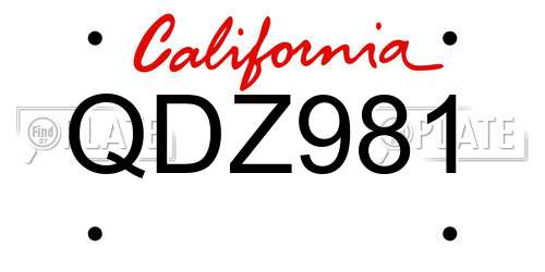 QDZ981 California License Plate