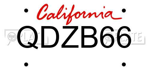 QDZB66 California License Plate