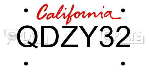 QDZY32 California License Plate