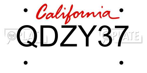 QDZY37 California License Plate