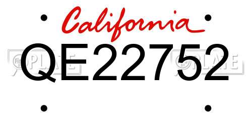 QE22752 California License Plate