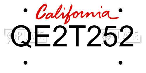 QE2T252 California License Plate