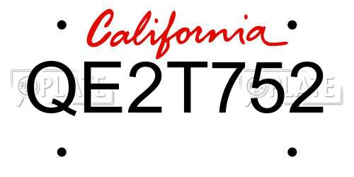QE2T752 California License Plate