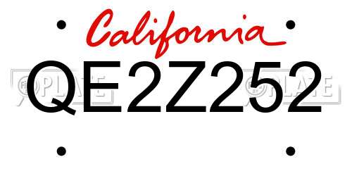 QE2Z252 California License Plate
